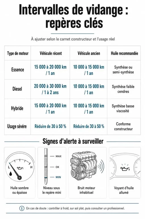 cada cuanto se cambia el aceite del coche : intervalles de vidange et signes d’alerte à surveiller