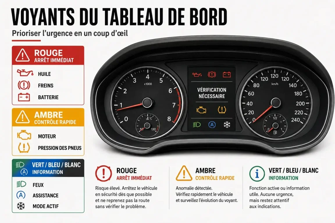 Indicadores del coche: colores y urgencia en el cuadro de instrumentos