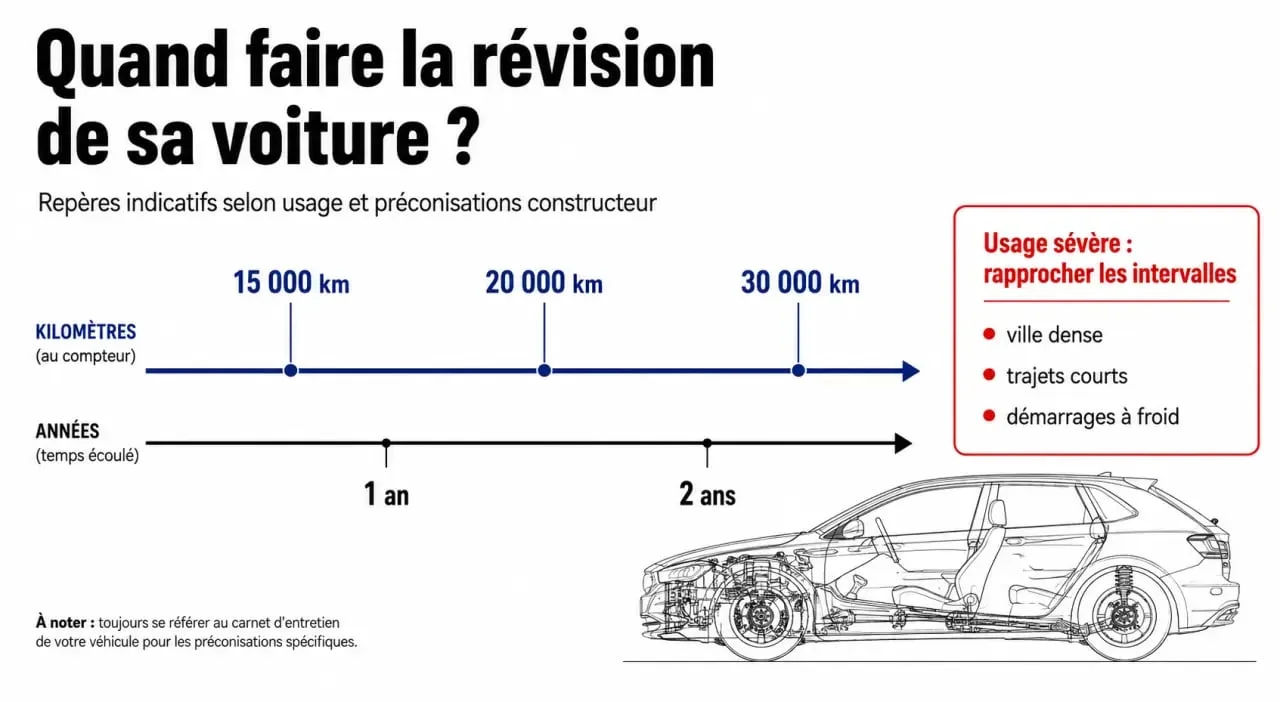 Cuándo toca la revision coche según kilómetros, años y uso severo