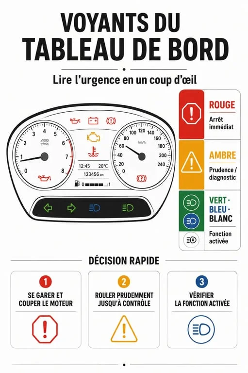 Chivatos coche: infografía sobre colores del cuadro y acciones recomendadas