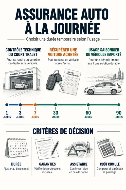 Infografía sobre seguro coche por dias según duración y caso de uso
